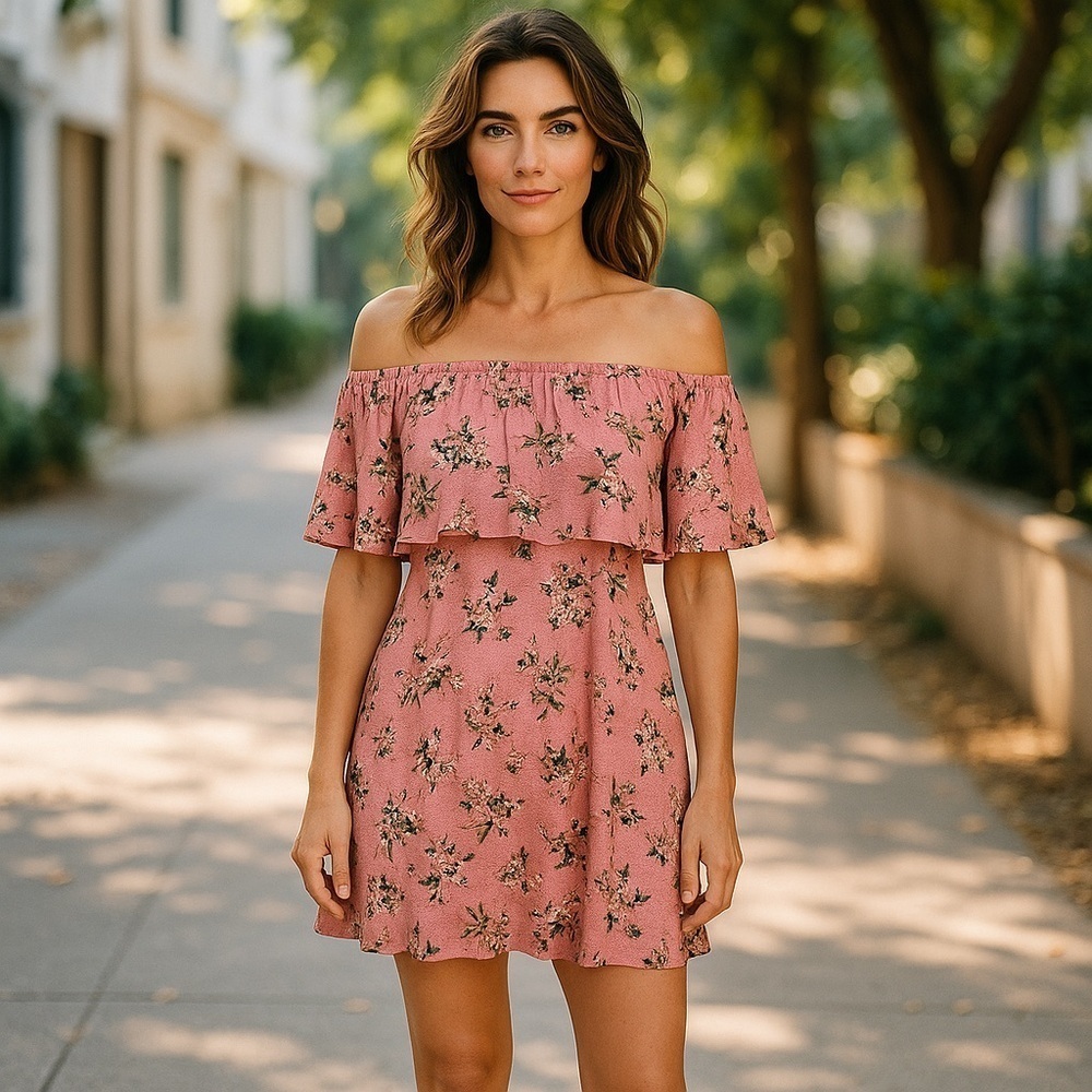 Umgee Pink Off Shoulder Boho Floral Dress
New